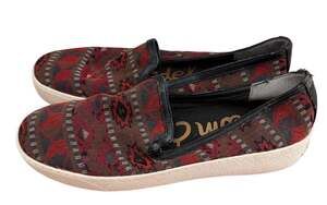 Sam Edelman Becker Slip-on Sneakers Size 8.5 Red Black Aztec